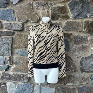 St. John Collection black and gold animal print zip jacket size small